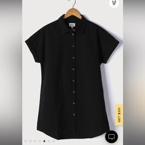 Brand New Rhythm Black Linen Short Sleeve Shirt Dress